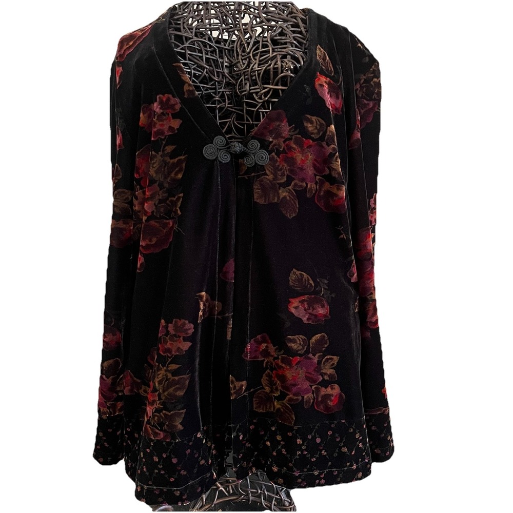 VTG Floral‎ Velvet Jacket Women's 8 Dark Feminine Academia Whimsigoth Romantic
